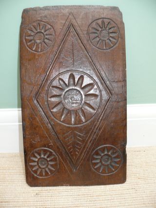 17thc Oak Panel With Decorative Relief Carving photo