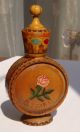Vintage Bulgarian Pyrography Wooden Perfume Bottle (empty) Carved Figures photo 1