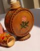 Vintage Bulgarian Pyrography Wooden Perfume Bottle (empty) Carved Figures photo 3