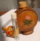 Vintage Bulgarian Pyrography Wooden Perfume Bottle (empty) Carved Figures photo 5