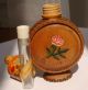Vintage Bulgarian Pyrography Wooden Perfume Bottle (empty) Carved Figures photo 6