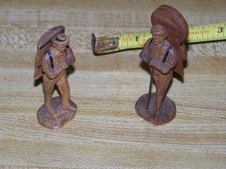 2 Antique Miniature Carved Wooden Hikers - Swiss? 2 
