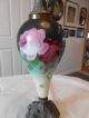 Antique Victorian Handpainted Pink Roses On Green Glass Ewer With Gorgoyle Base Pitchers photo 5