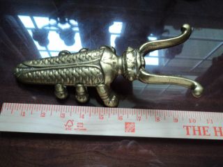 Vintage Solid Brass Beetle Boot Puller Scraper Jack Pulls Boot Off Door Stop Nr photo