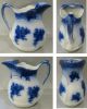 1890’s Flow Blue Pitcher Wheeling Pottery La Belle Floral Design Pitchers photo 3