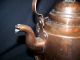 Antique Copper Gooseneck Tea Kettle With Ribbon Finial Metalware photo 1