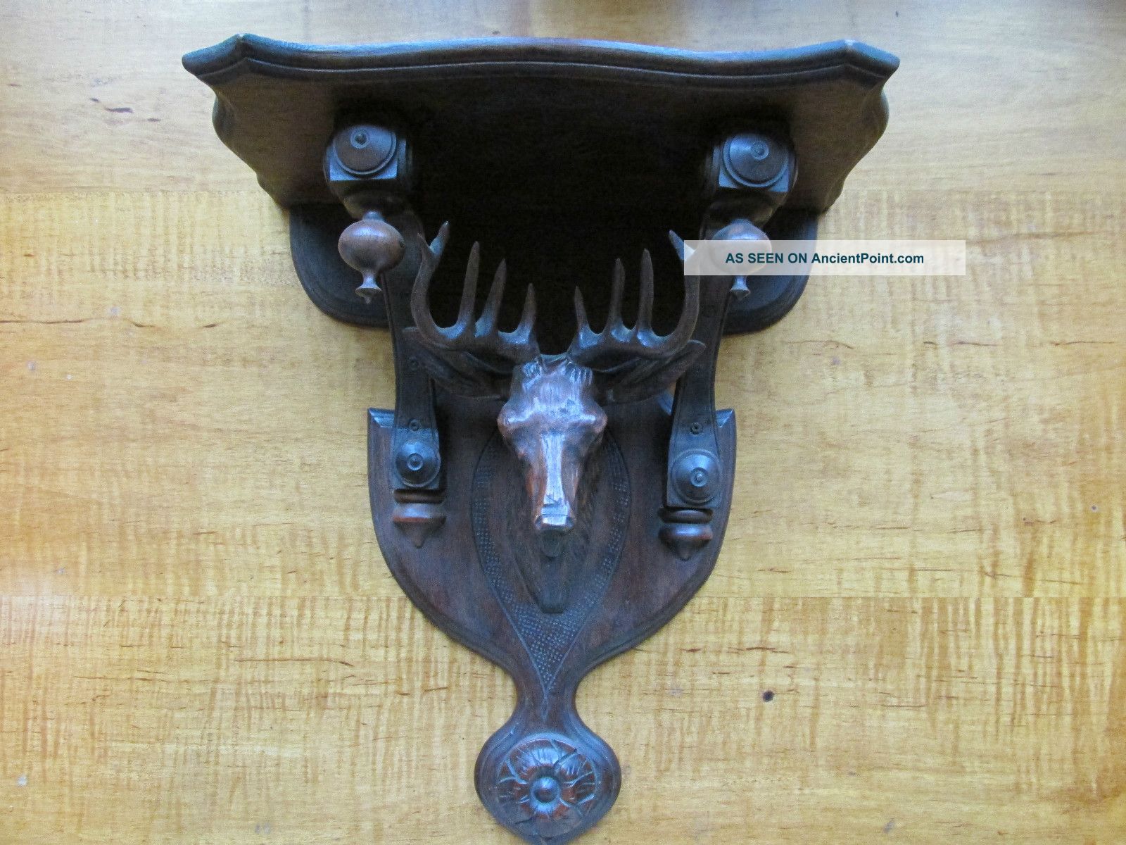 Victorian Era,  East Lake? Circa 1870s Deer Head Wall Shelf,  Black Walnut? Other photo