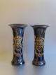 Antique 1880 - 1920 Bfk Boch Keramis Pair Gilded Porcelain Sevres Style Vases Figurines photo 3