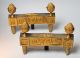 C.  1840 Antique Empire Dore Gilt Bronze Fireplace Chenet Andirons Firedogs Metalware photo 1