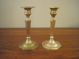 Pair Of Antique Brass Candlesticks,  5 3/4 