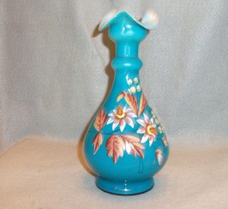 Victorian Turquoise Blue Glass Cased Vase photo