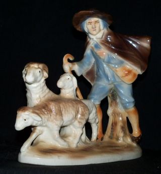 Antique Shepherd Sheep Sitzendorf Voigt Bros Dresden Porcelain Figurine Germany photo
