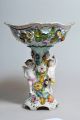 Antique 11” Figural Tazza Fruit Vase Centerpiece Dresden Porcelain 1920 Putties Vases photo 9