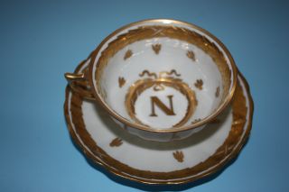 C.  1900 Crown Saxe Reizenstein Gold Gilded Napoleonic Bee Tea Cup And Saucer photo