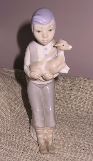 Vintage Spanish Casades Porcelain Figurine Boy With Goat Kid photo