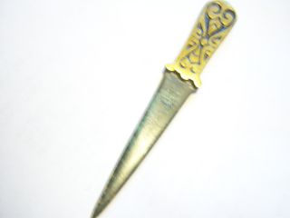 Vintage Brass Dayagi Letter Opener With Etchings On Handle photo