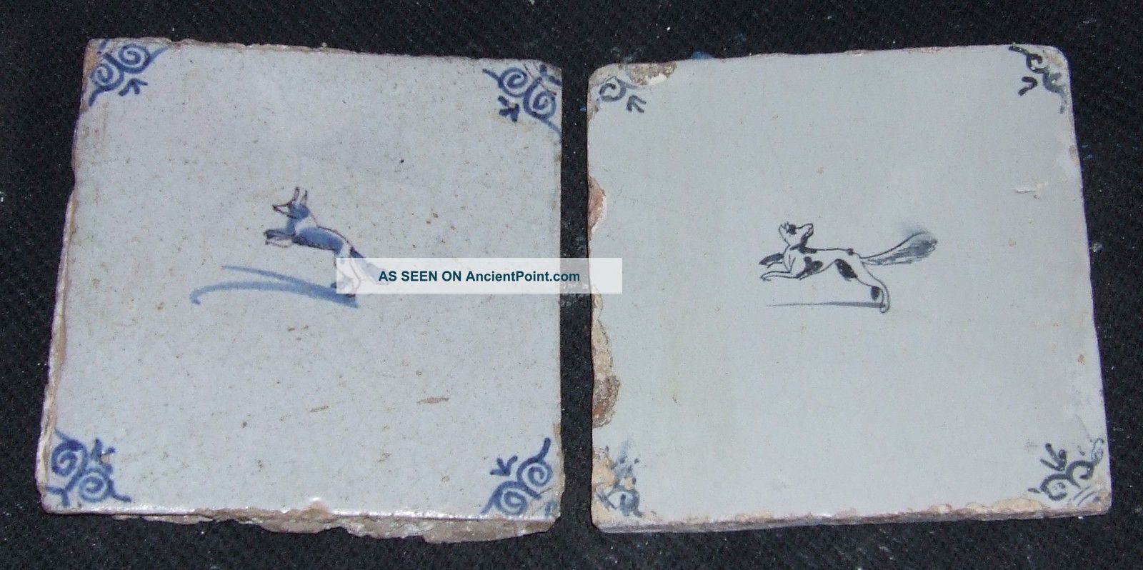 17thc Dutch Delft Tiles Tegels 2 Foxes Tiles photo