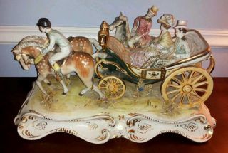 Luigi Fabris Extremely Rare Horse And Carriage Huge Porcelain photo