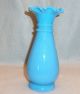 Victorian Blue Milk Glass Hand Painted Vase Vases photo 1