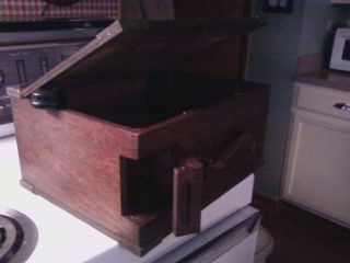 Antique Very Unique Oak Wooden Box photo