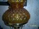 Vintage Glass Table Lamp Made In Italy Amber Color Rose Design Marble Base Lamps photo 4