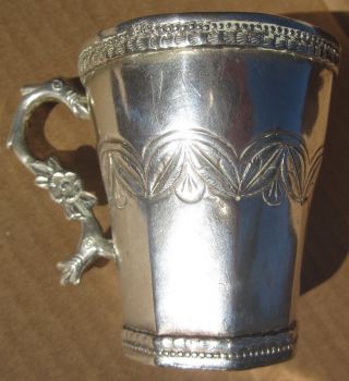 Rare 18/19th Century Spanish Colonial Peruvian Silver Handled Cup photo