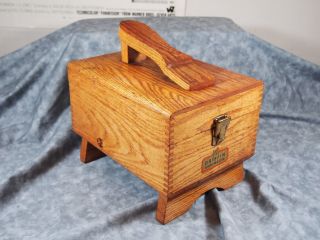 Vintage Oak Shoe Shine Box.  Griffin Shinemaster. photo