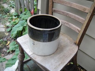 Vintage Antique Two 2 Gallon Two Tone Stoneware Crock Farm Find photo