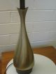 Mid Century Modern American Brass & Linen Laurel Lamp Olive Patina Finial Shade Lamps photo 1