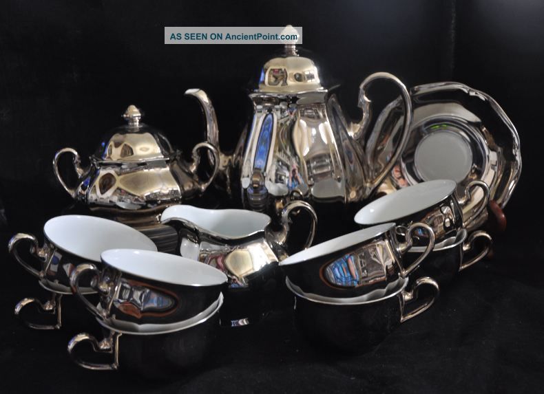 Czechoslovakia Bohemia Antionette Platinum 21 - Piece Coffee Serving Set Teapots & Tea Sets photo