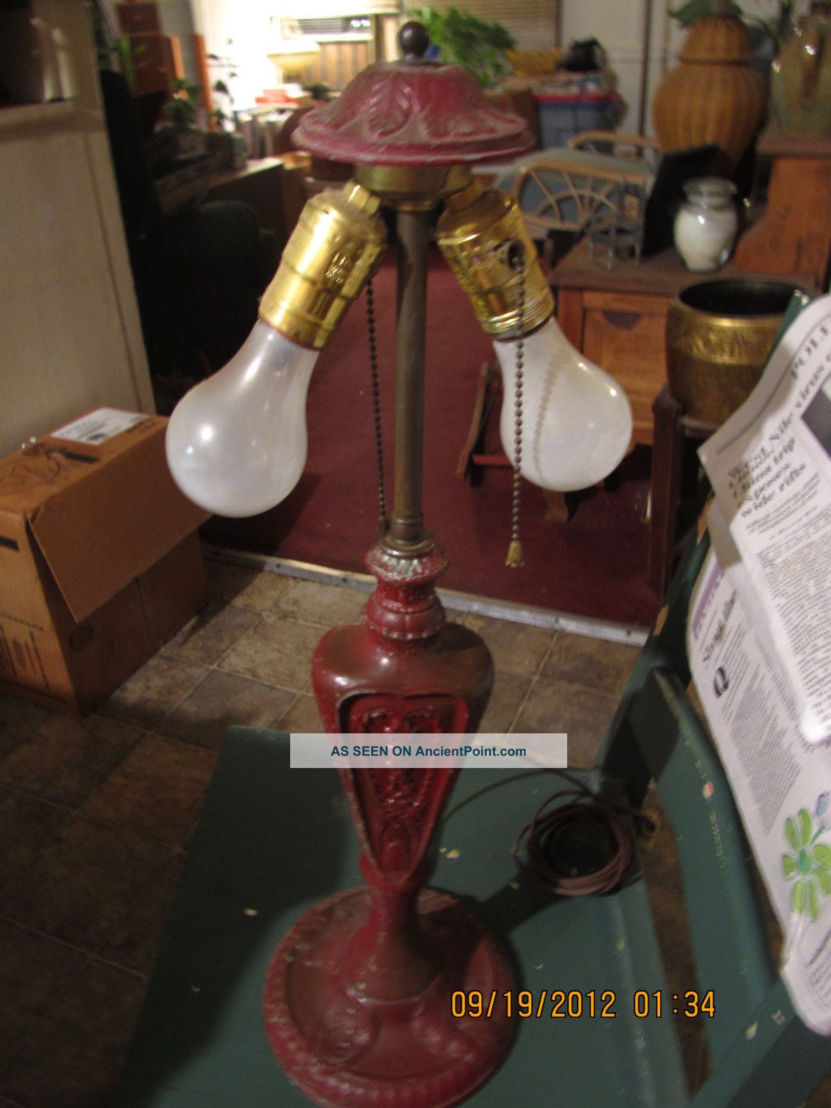 1920 ' S - 30 ' S Antique Rainaud 30 Double Light Table Lamp Base - Shape Lamps photo