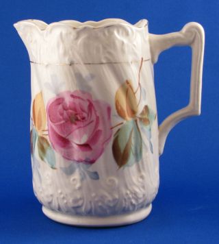 Hand Decorated Floral Victorian Ironstone Milk Pitcher photo