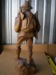 Antique Oversize Hand Carved Statuary.  Mountain Man With Pipe / Wood / Sharp Carved Figures photo 9