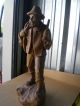 Antique Oversize Hand Carved Statuary.  Mountain Man With Pipe / Wood / Sharp Carved Figures photo 1