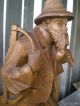Antique Oversize Hand Carved Statuary.  Mountain Man With Pipe / Wood / Sharp Carved Figures photo 4