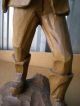 Antique Oversize Hand Carved Statuary.  Mountain Man With Pipe / Wood / Sharp Carved Figures photo 6