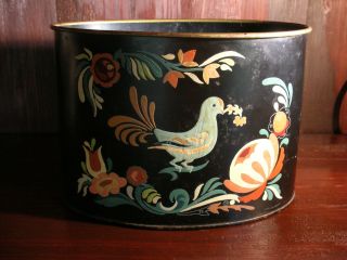 Wonderful Oval Toleware Metal Container/planter/colors Intact photo