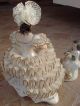 Art Deco Handmade Handcrafted Porcelain China Lace Bride Bridesmaid Figurine Set Figurines photo 5
