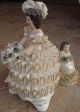 Art Deco Handmade Handcrafted Porcelain China Lace Bride Bridesmaid Figurine Set Figurines photo 6