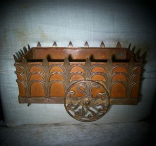 Peddler ' S Flower Cart Antique Plant Box Planter Wheels Corn Stalks Antique Brass photo