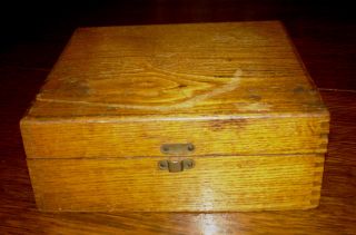 Vintage Square Oak Dovetailed Box photo