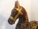 Large Antique Wood Carved Rocking Horse Copper & Tin Decorated Primitive Art Vtg Other photo 9