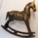 Large Antique Wood Carved Rocking Horse Copper & Tin Decorated Primitive Art Vtg Other photo 1