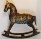 Large Antique Wood Carved Rocking Horse Copper & Tin Decorated Primitive Art Vtg Other photo 7