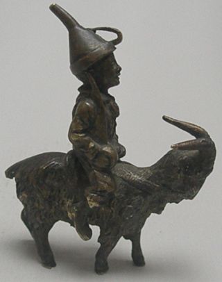 Antique Vienna Small Bronze,  Boy Riding A Goat photo