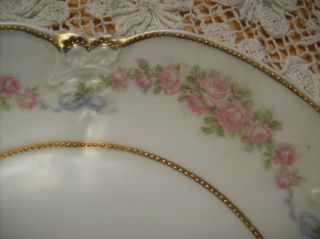 Antique H&co.  Scalloped Plate 8 3/4 Inch Pink Roses Matt Finish photo