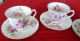 Golden Crown E & R Bone China England Set 4 Cups & 4 Saucers Pink Flowers Cups & Saucers photo 1