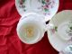 Golden Crown E & R Bone China England Set 4 Cups & 4 Saucers Pink Flowers Cups & Saucers photo 6