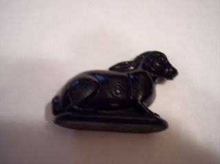 Rare Vintage 1920s Le Smith Miniature Opaque Black Glass Rabbit Bunny Figurine photo
