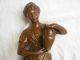 Antique French Spelter Statue For Mantel Clock,  Signed,  Later 19th Century. Metalware photo 1